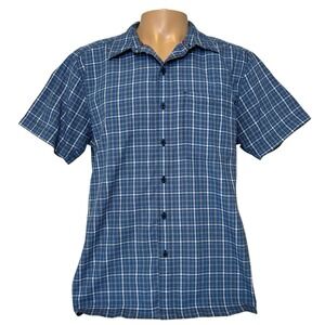 The North Face Men's LARGE Blue Plaid Shirt Outdoors Button Up‎ Short Sleeve